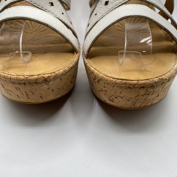 Born White Strappy‎ Cork Wedge Sandals Size 11 - Picture 4 of 9